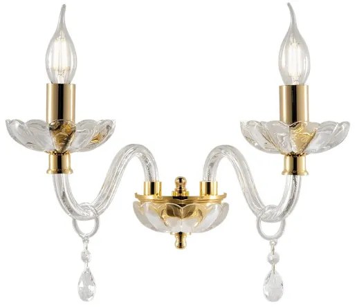 Lampada applique 35 cm 2 luci E14 - cristallo e vetro BRIGIDA