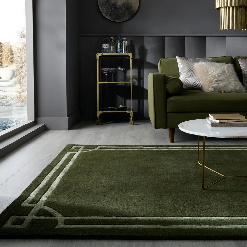 Tappeto verde scuro in lana tessuto a mano 120x170 cm Gatsby – Flair Rugs