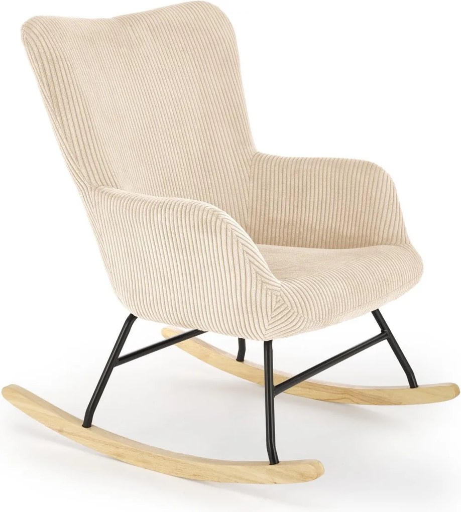 Poltrona a dondolo Belmiro in velluto crema - H92 cm
