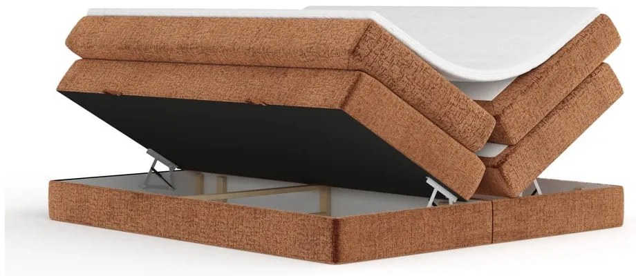 Letto boxspring arancione con contenitore/senza testiera 180x200 cm Juniper – Maison de Rêve