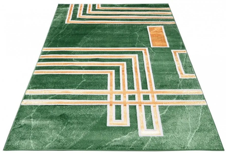 Interessante tappeto moderno verde con motivo oro Larghezza: 80 cm | Lunghezza: 150 cm