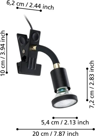 Eglo 300914 - Lampada LED con clip PARRINI 1xGU10/4,5W/230V nera