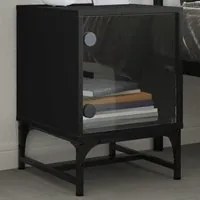 Comodino con Anta in Vetro Nero 35x37x50 cmcod mxl 111654