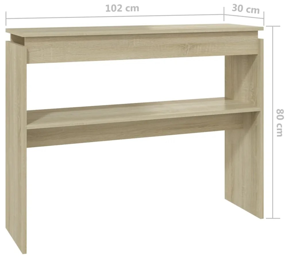 Tavolino Consolle Rovere Sonoma 102x30x80 cm Legno Multistrato