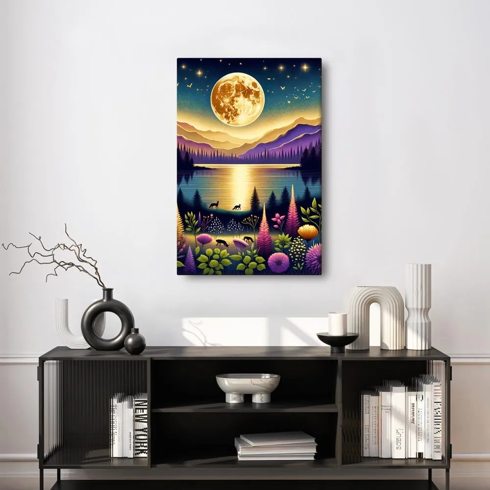 Quadro su tela – Paesaggio notturno magico con luna