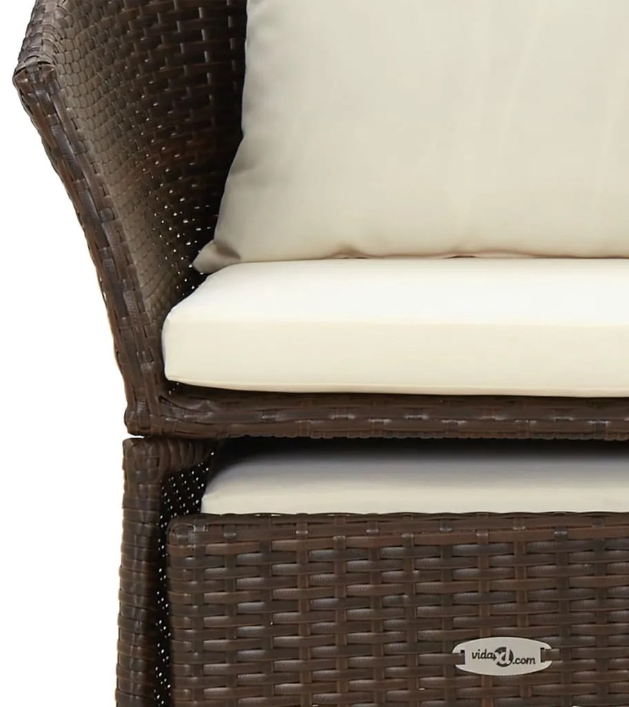 Set Divani da Giardino 2 pz con Cuscini in Polyrattan Marrone