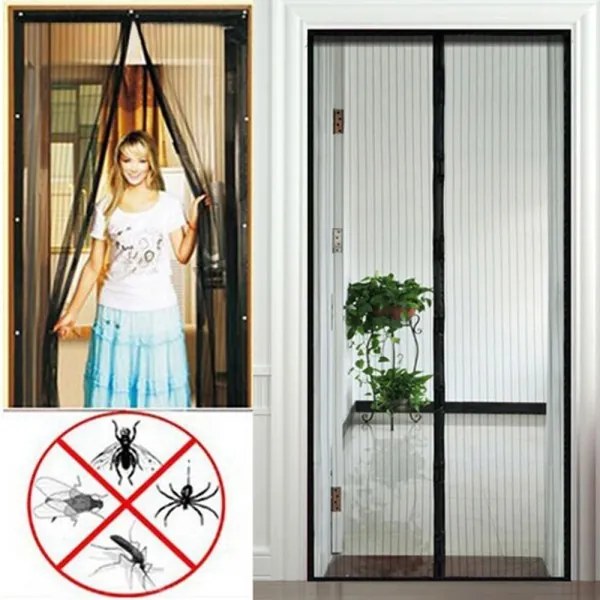 Trade Shop - Zanzariera Magnetica Per Porte 140 X 240 Cm Universale Nera Tenda Zanzariera