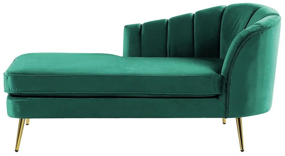 Chaise longue velluto verde smeraldo destra  ALLIER Beliani