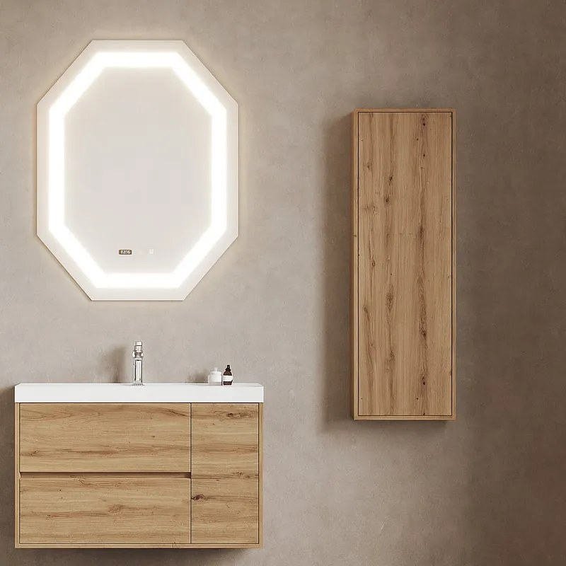 Colonna per mobile bagno PORTOFINO 1 anta P 16 x L 33.7 x H 139 cm rovere oro