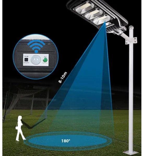 Lampada stradale solare LED con sensore LED/180W/6V 6500K IP65 + telecomando