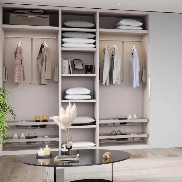 Appendiabiti regolabile per armadio 60 - 83 cm grigio pietra in Acciaio e Tecnoplastica