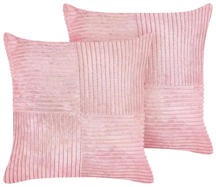 Set di 2 cuscini velluto a coste rosa 43 x 43 cm MILLET Beliani