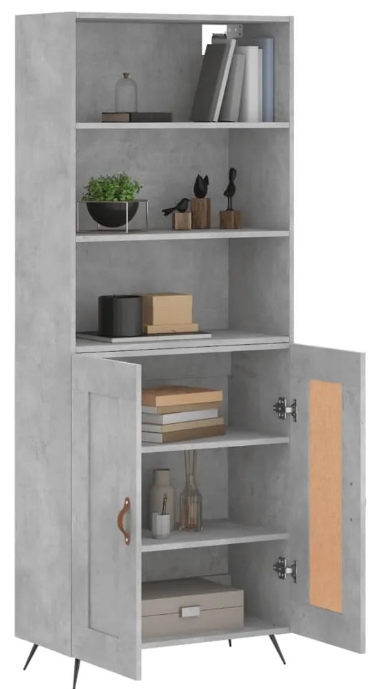 Credenza grigio cemento 69,5x34x180 cm in legno multistrato