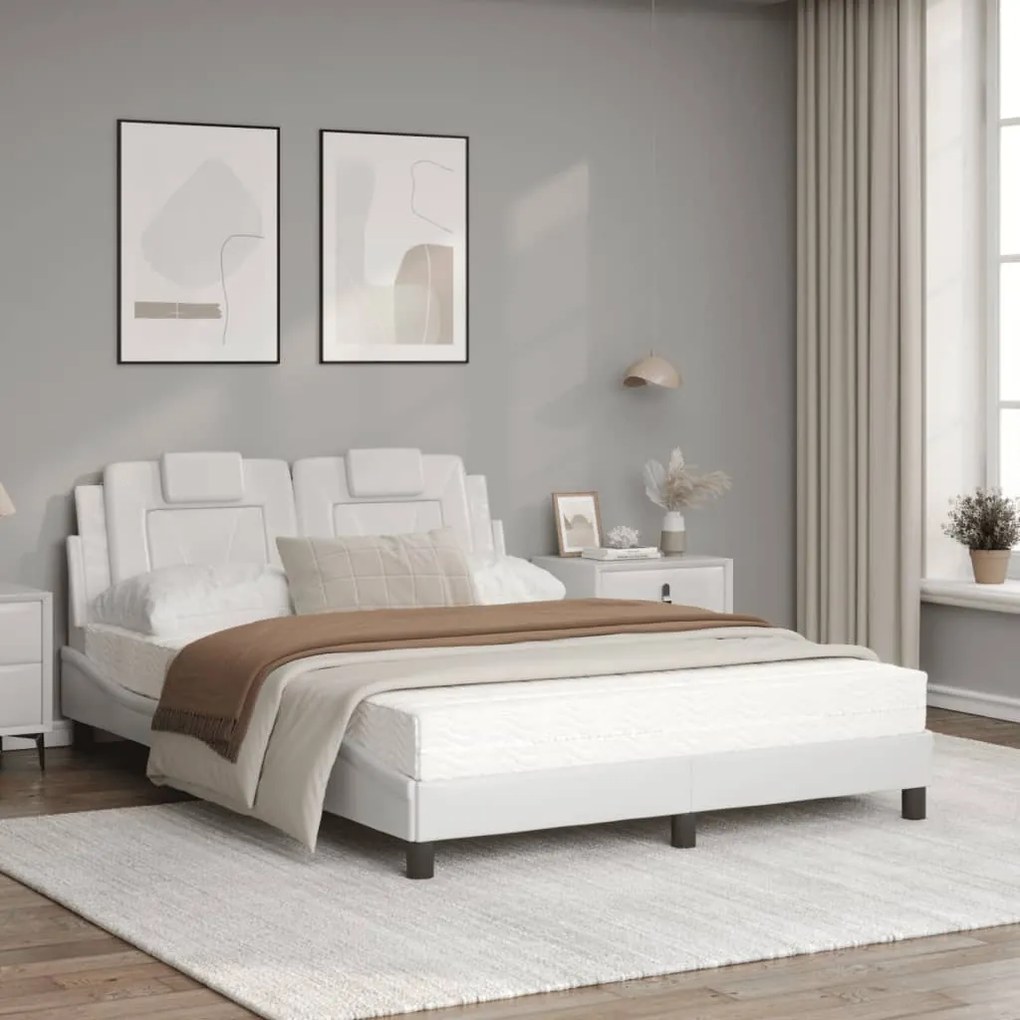 Letto con materasso bianco 120x200 cm in similpelle