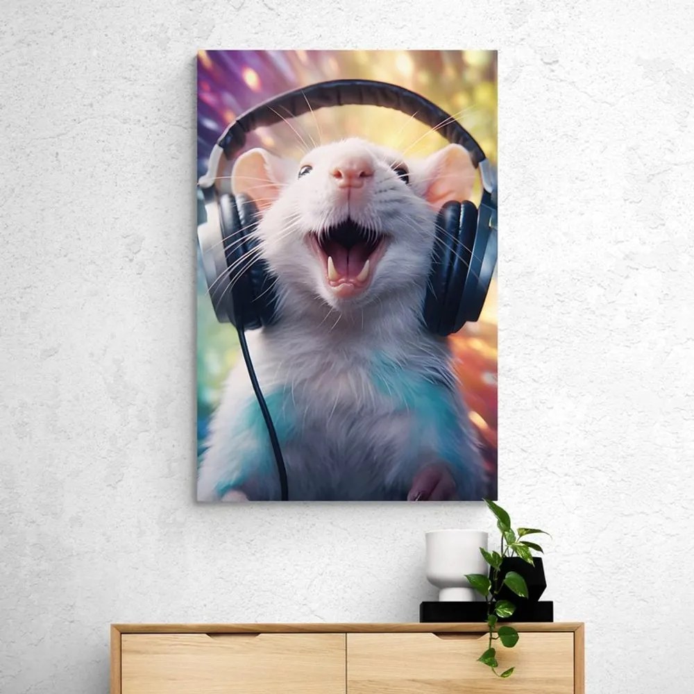 Quadro su tela – Ratto con cuffie