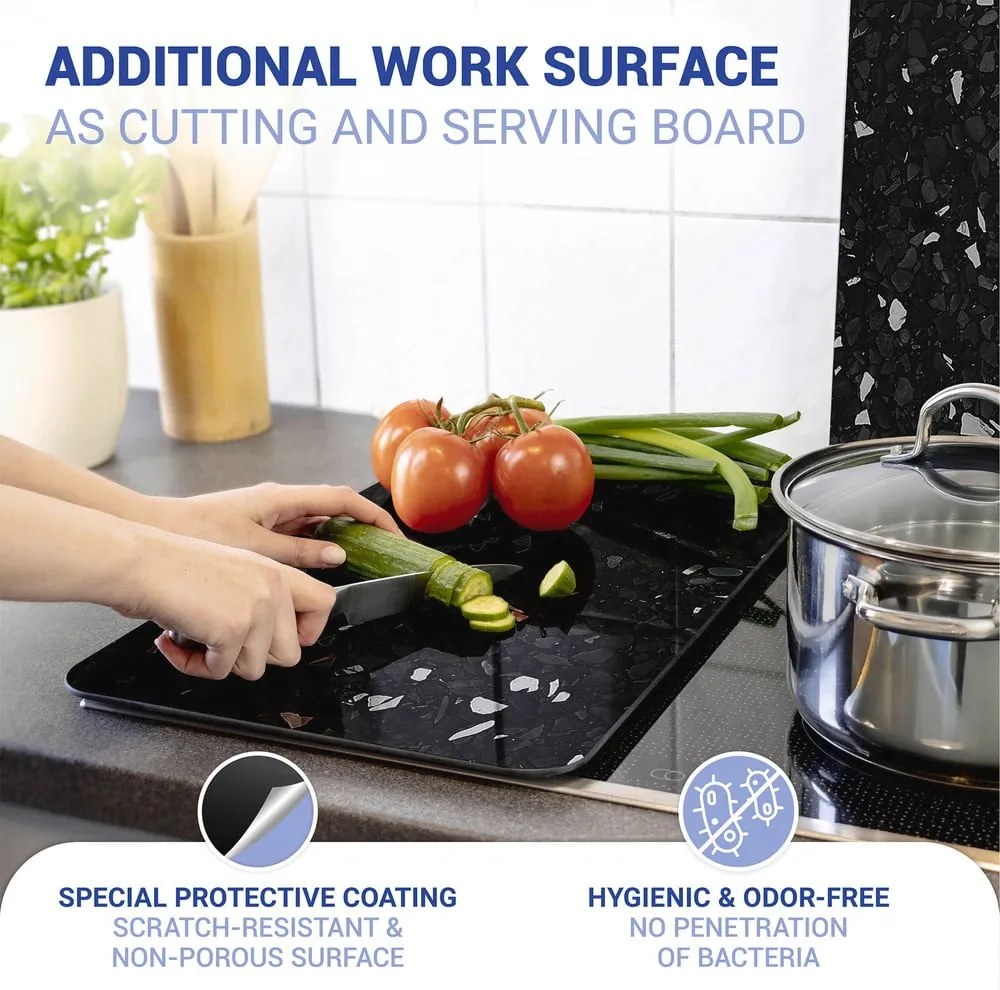 Set di 2 copri stufe in vetro nero Universal - Wenko