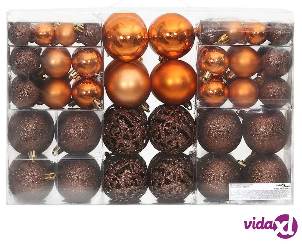vidaXL Palline di Natale 100 pz Marroni 3 / 4 / 6 cm