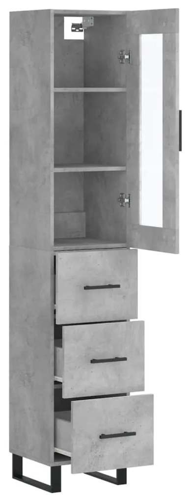 Credenza Grigio Cemento 34,5x34x180 cm in Legno Multistrato