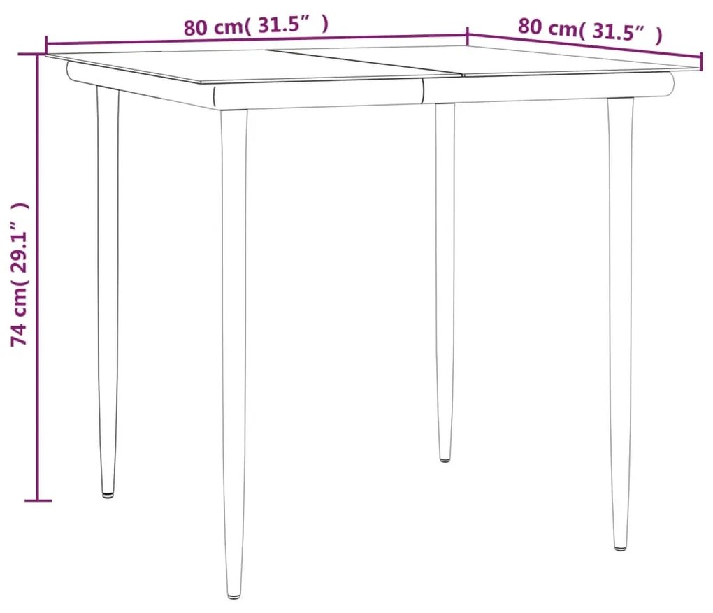 Set da Pranzo da Giardino 3 pz con Cuscini Nero in Polyrattan