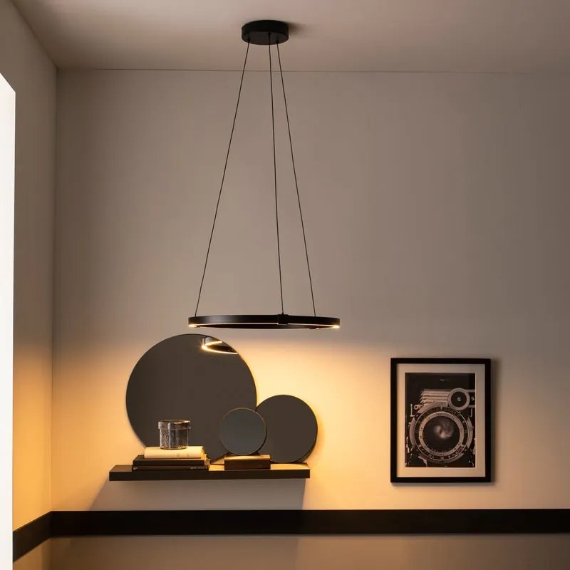 Lampadario LED design Cassini nero Ø56cm, luce con 3 temperature di colore 4350 lumen, INSPIRE