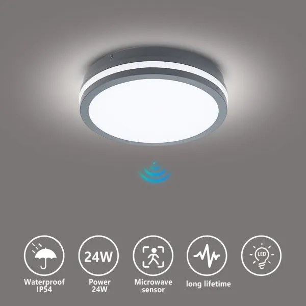 Brilagi - Lampada LED da esterno con sensore BENE LED/24W/230V diametro 26 cm IP54