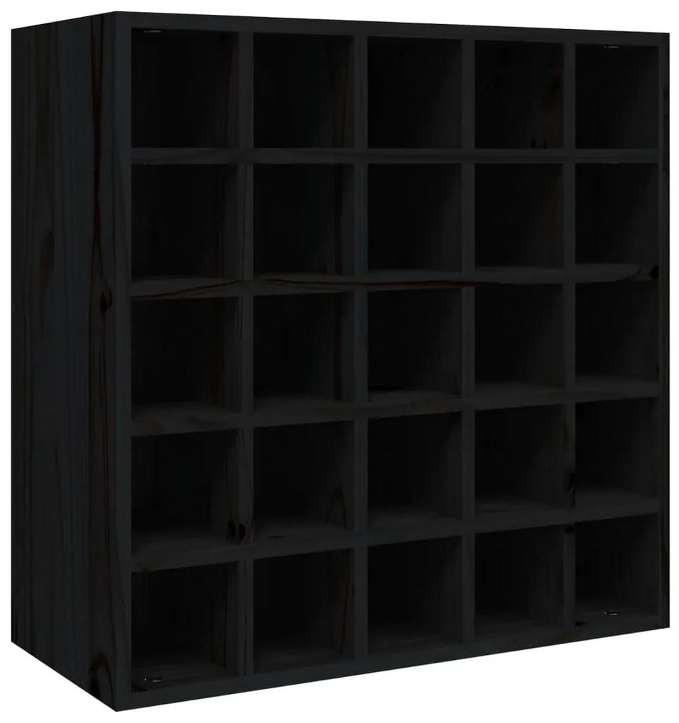 Portabottiglie nero 56x25x56 cm in legno massello di pino