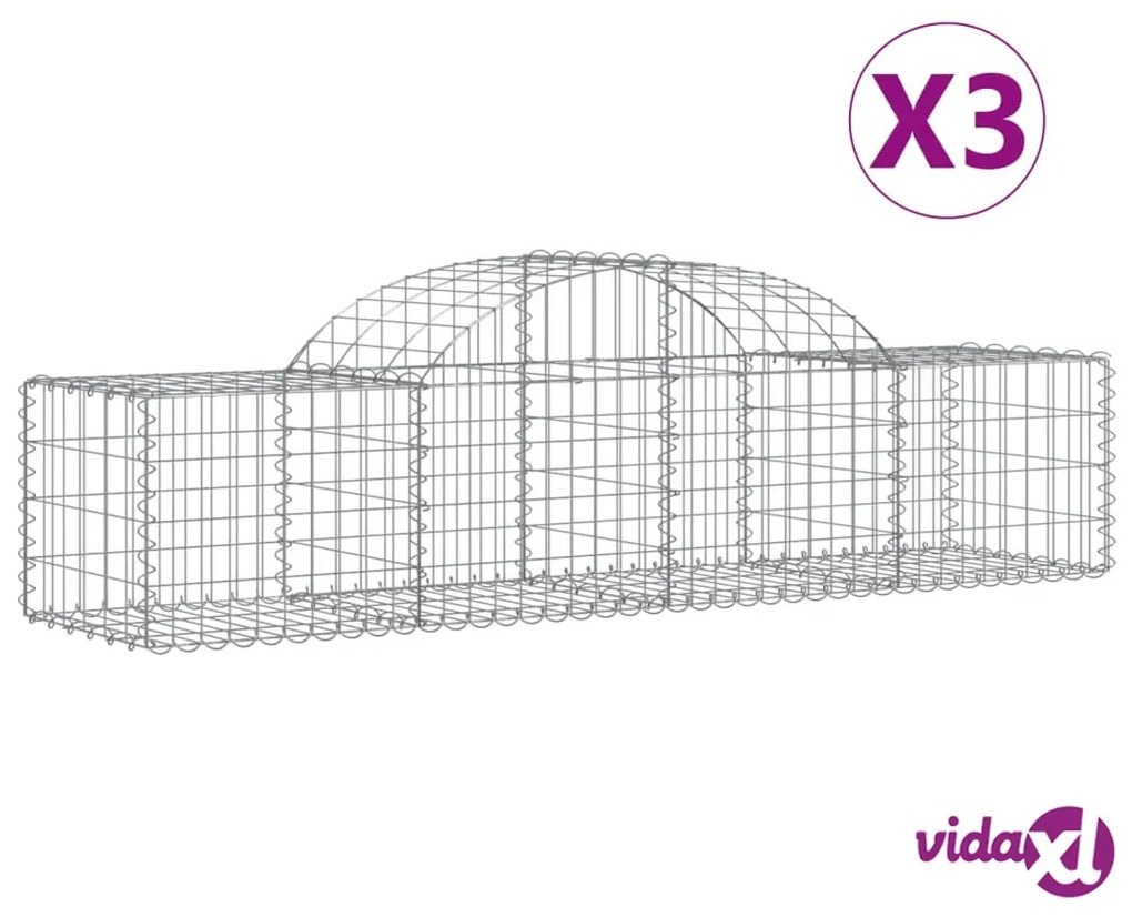 vidaXL Cesti Gabbioni ad Arco 3 pz 200x50x40/60 cm Ferro Zincato