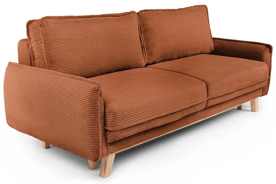 Divano letto in velluto a coste arancione 218 cm Tori - Bonami Selection