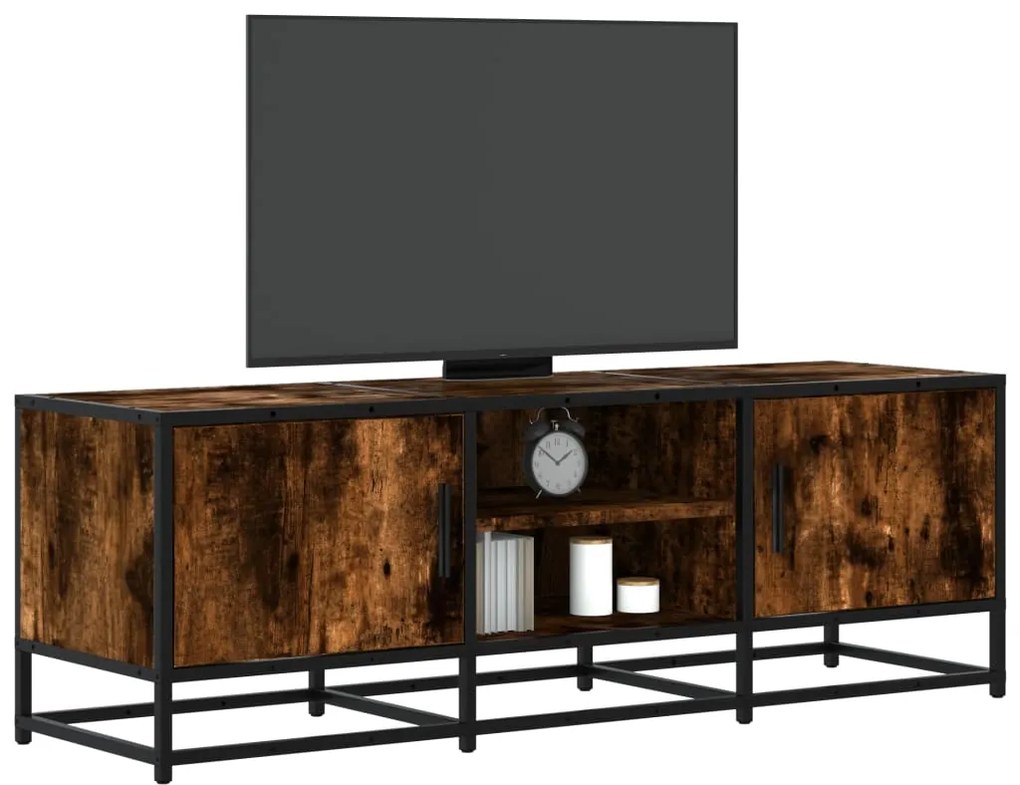 Mobile tv rovere fumo 120x35x41 cm legno multistrato e metallo