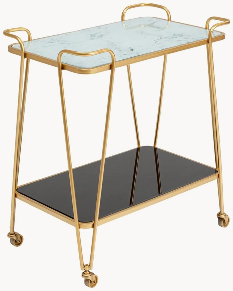 Carrello bar con piano effetto marmo West Coast