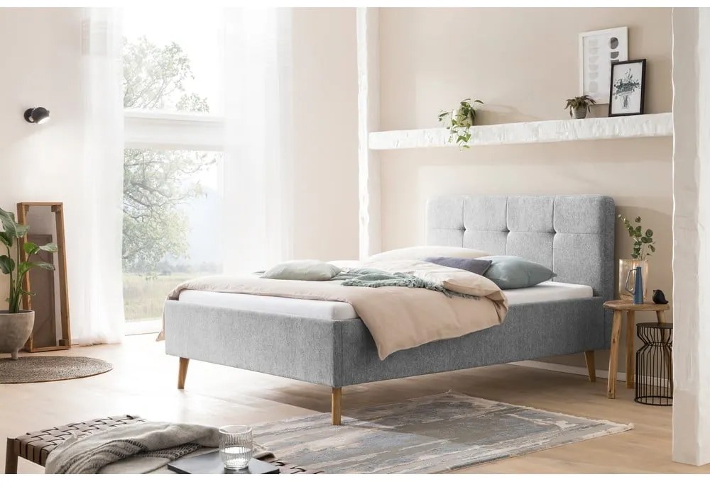 Letto matrimoniale imbottito grigio chiaro rete non inclusa 140x200 cm Smart – Meise Möbel