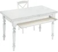 Tavolo attrezzato da cucina shabby bianco 140x80x80