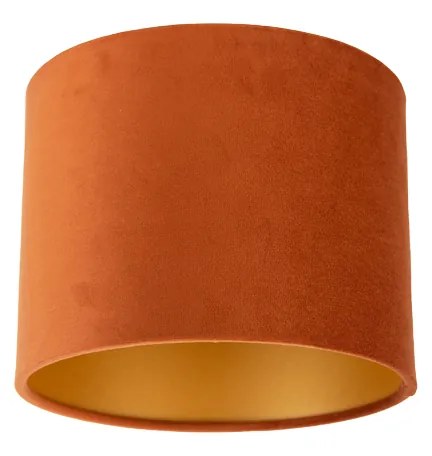 Paralume in tessuto arancione con interno dorato 18/18/14