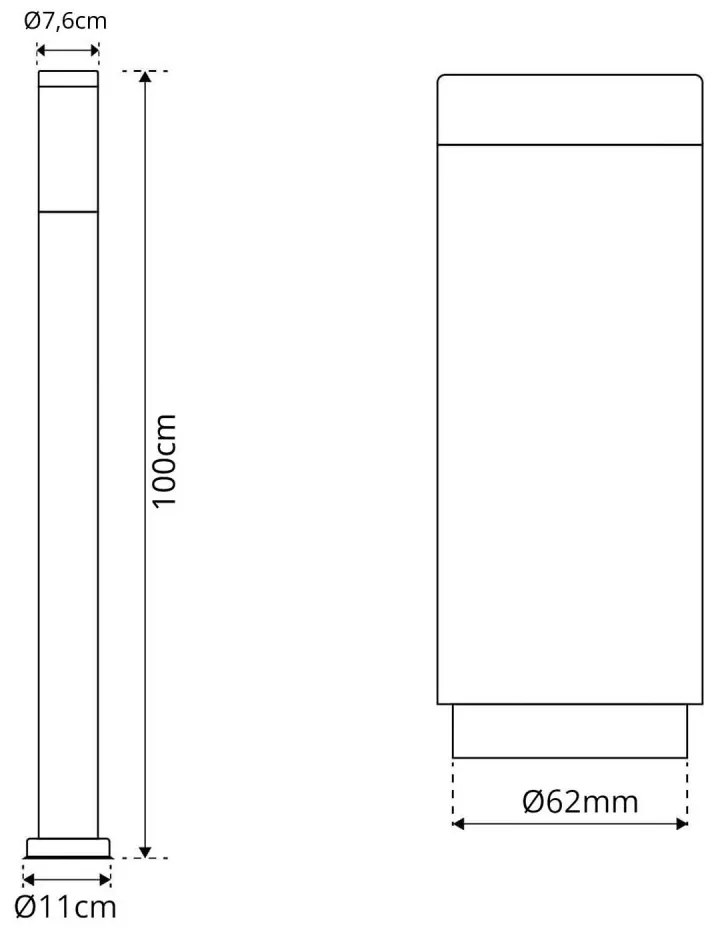 Paletto da Giardino 100cm, CORTEN, IK06, IP54, base E27 Dimensione Altezza: 100 cm