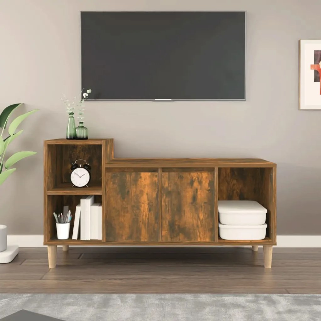 Mobile Tv Rovere Fumo 100x35x55 Cm İn Legno Multistrato /