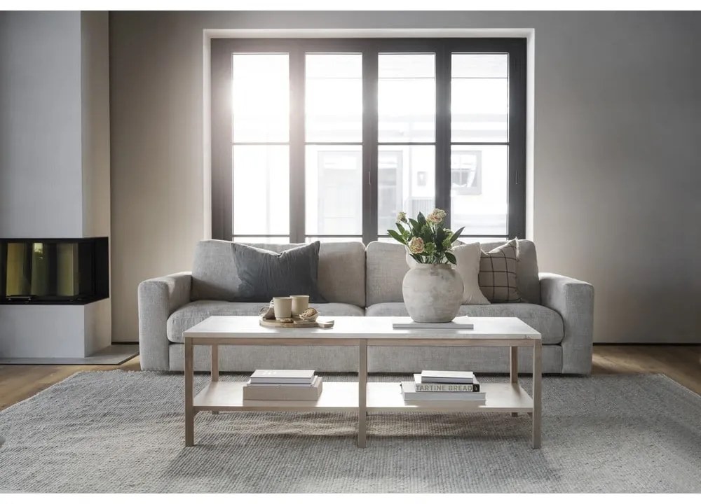 Tavolino bianco con piano in pietra 140x60 cm Orwel - Rowico