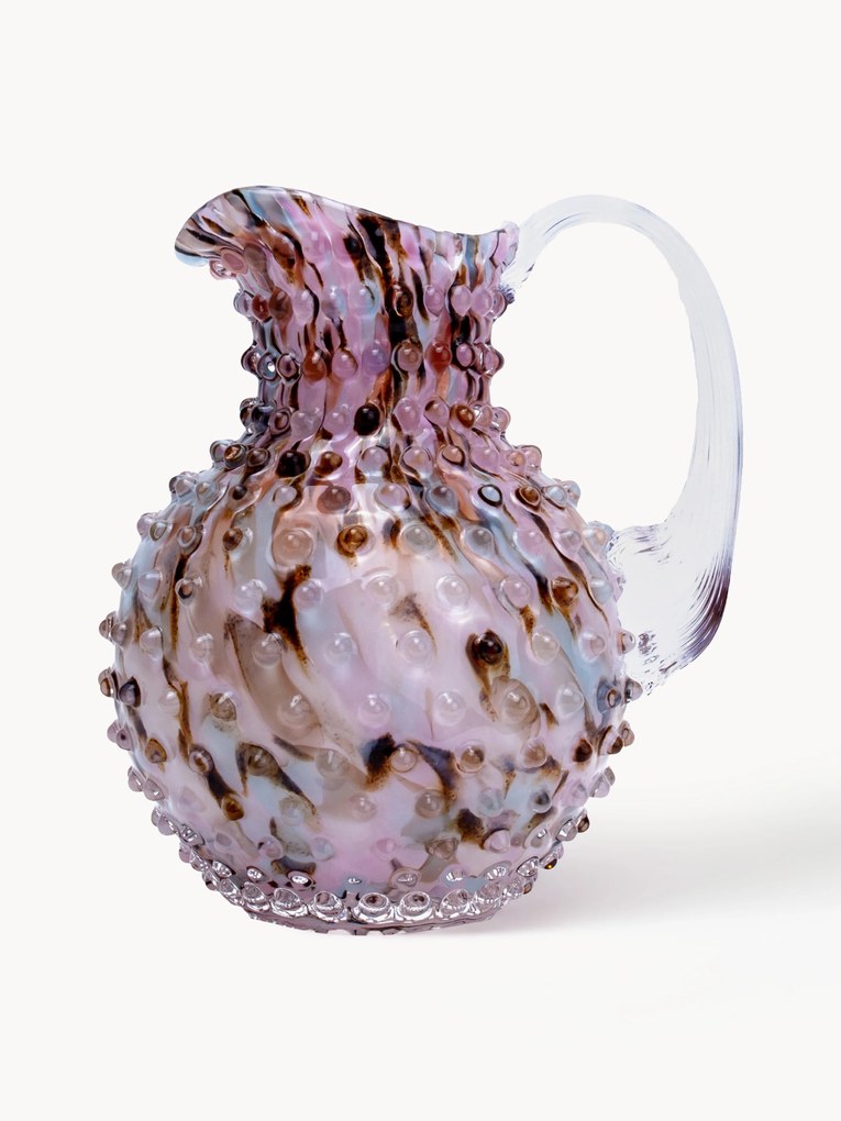 Brocca in vetro soffiato Hobnail, 2 L