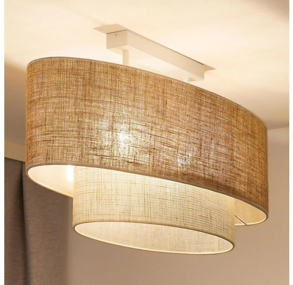 Duolla - Lampadario a plafone DOUBLE OVAL YUTE 2xE27/15W/230V marrone/color crema