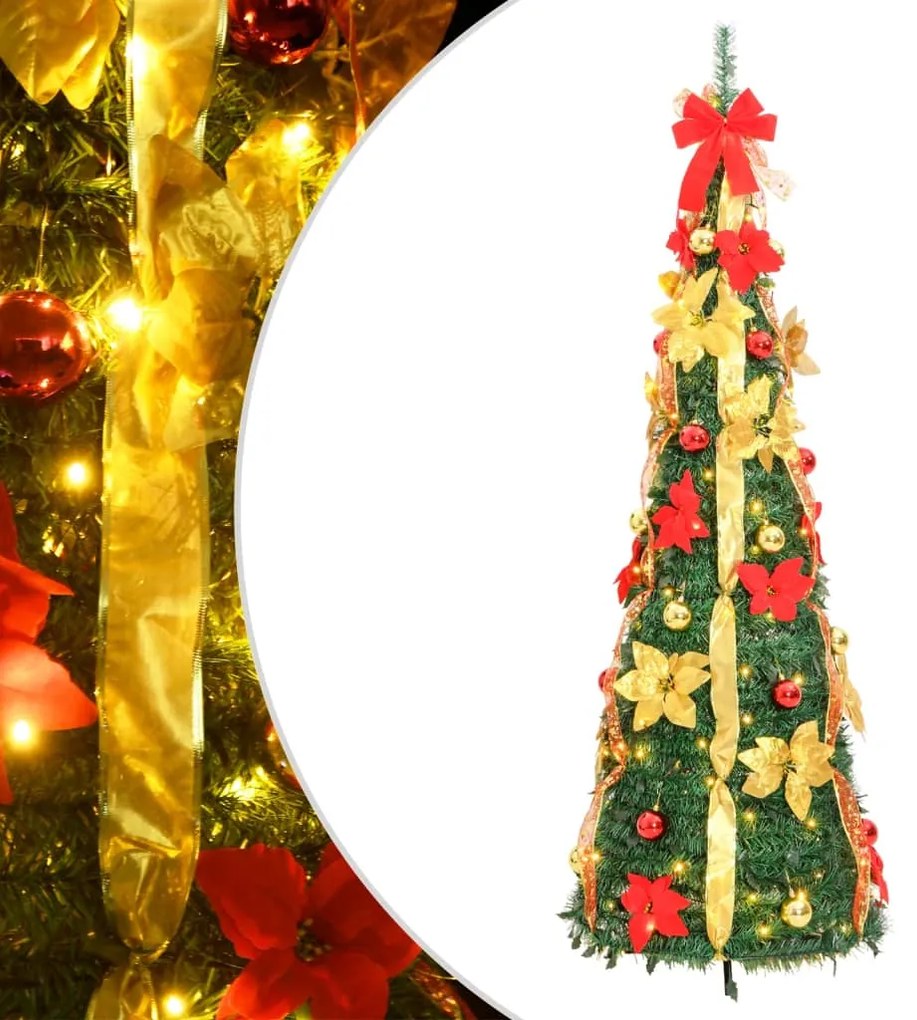 Albero di Natale Artificiale Pop-up con LED Neve Fioccata e Luminosità Variabile, Albero di Natale Artificiale Pop-up con 100 LED Verde 150 cm