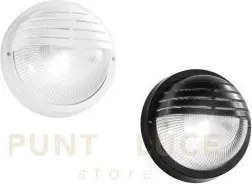 Applique turtle nera tonda con palpebra in vetro ip54 1 luce attacc...