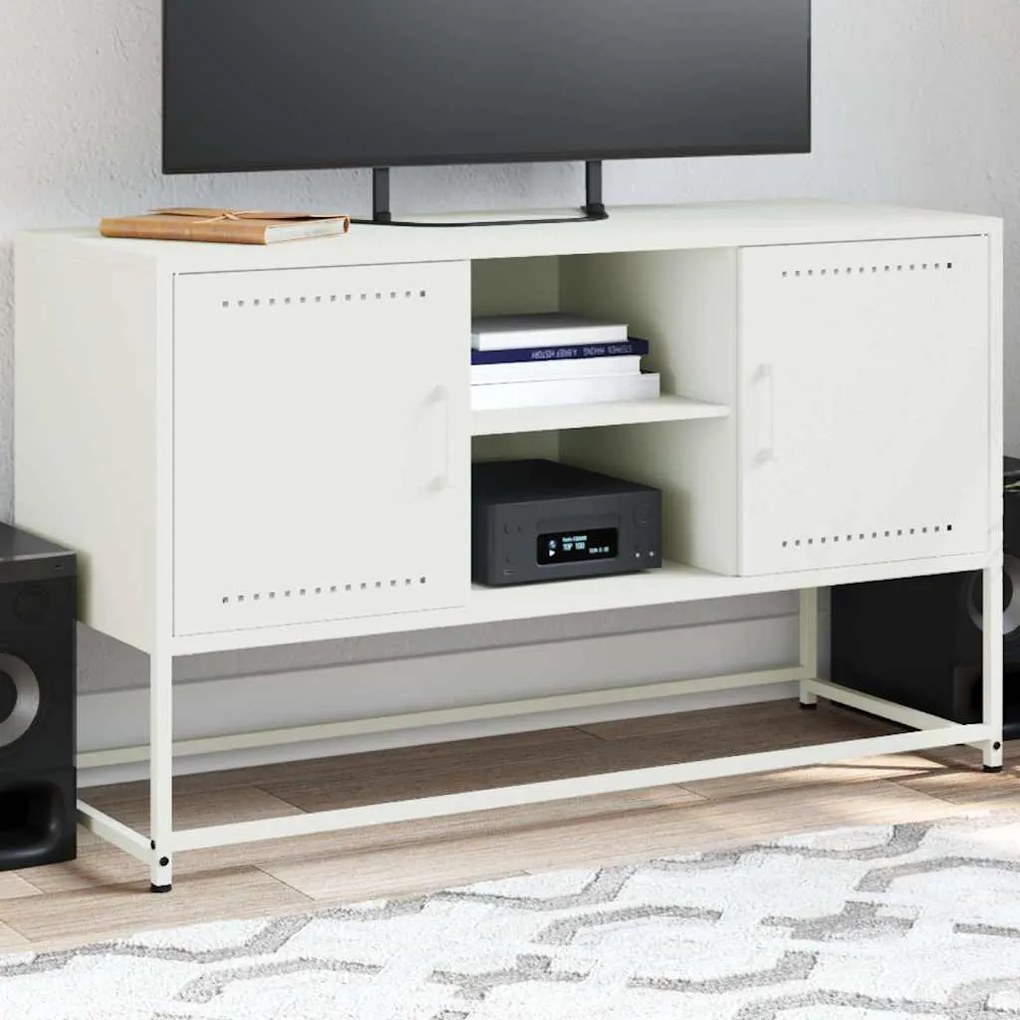 Mobile Tv Bianco 100,5x39x60,5 Cm İn Acciaio /