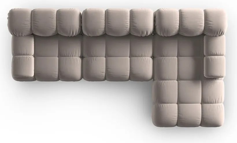 Divano angolare componibile in marrone chiaro (con penisola a destra) con rivestimento in velluto Bellis – Micadoni