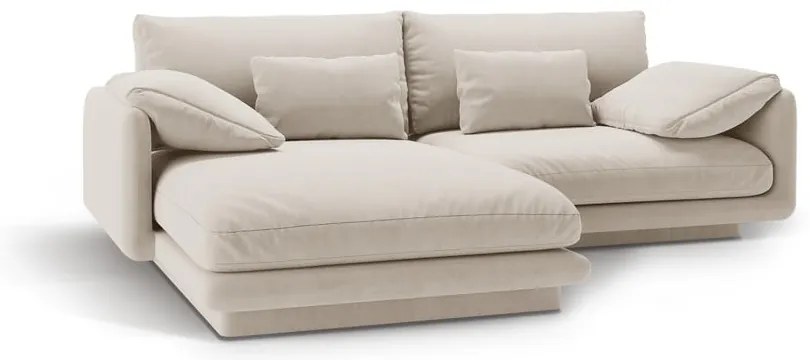 Divano angolare bianco (con penisola a sinistra/con chaise lounge) con rivestimento in velluto Torino – Micadoni