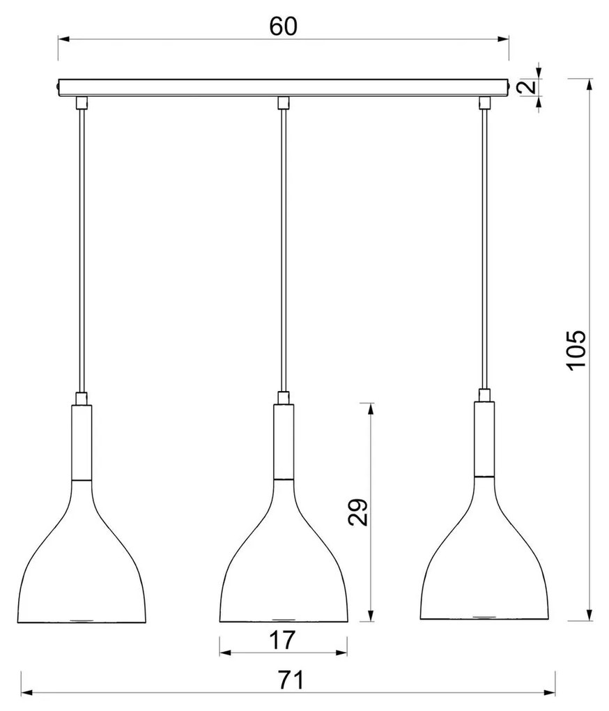 Luminex Lampada a sospensione Noak, a 3 luci, beige/oro, allungata, acciaio