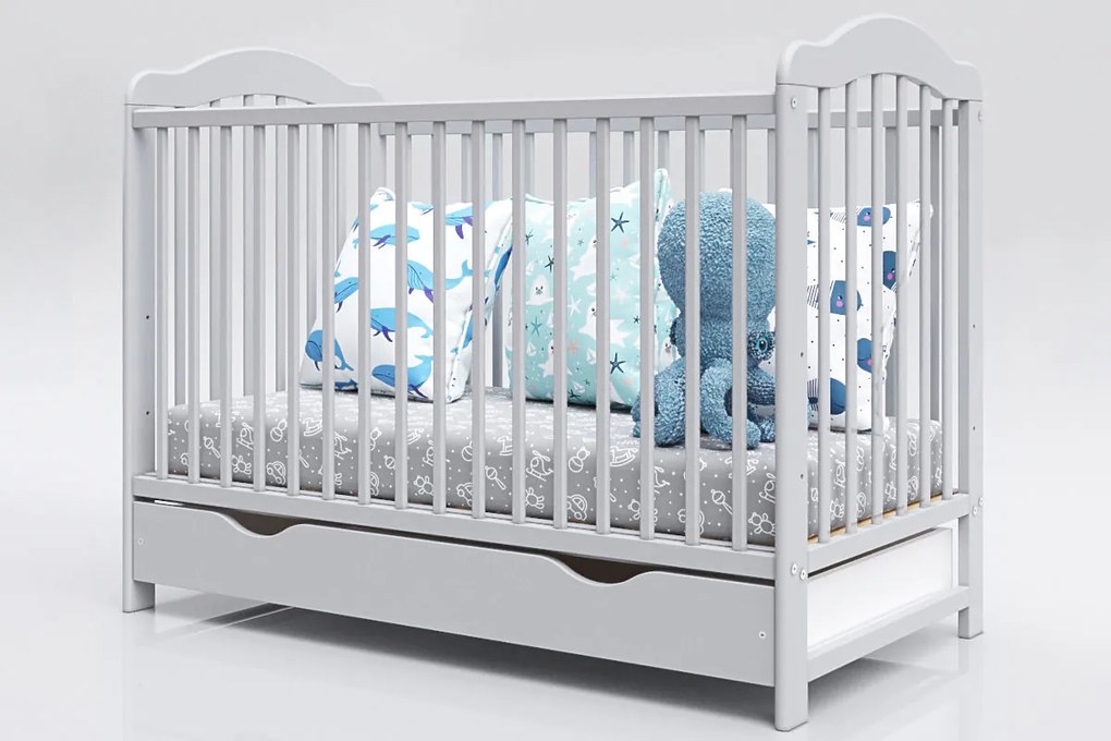 Lettino per bambini Alek con sbarre rimovibili - grigio - lettino senza spazio di archiviazione 120x60 cm