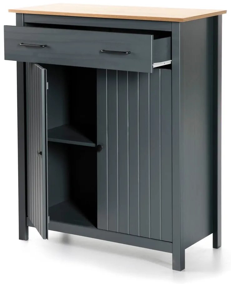 Cassettiera alta blu scuro in legno di pino 90x110 cm Miranda - Marckeric