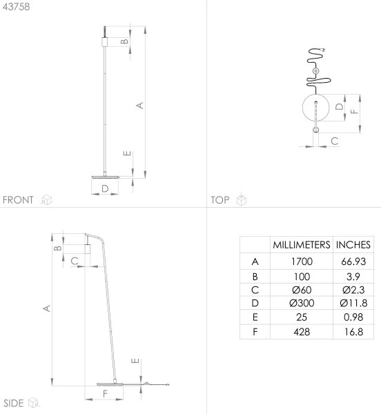 Eglo 43758 - Lampada da terra CRANLEY 1xE27/40W/230V