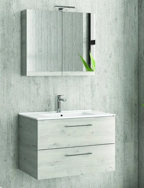 Mobile bagno 75 cm lavabo incasso e due cassetti NEL-75 - KAMALU