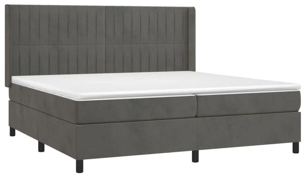 Letto a molle con materasso e led grigio scuro 200x200 cm