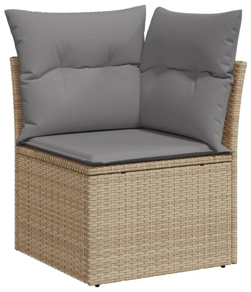 Set Divani da Giardino 14pz con Cuscini in Polyrattan Beige